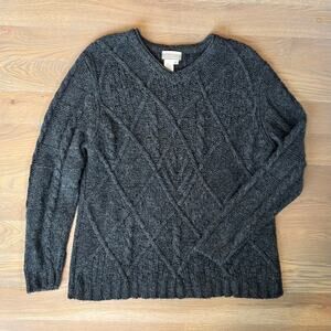 Coldwater Creek Chunky Knit Sweater Silk Mohair V Neck Gray 
Womens Size Medium